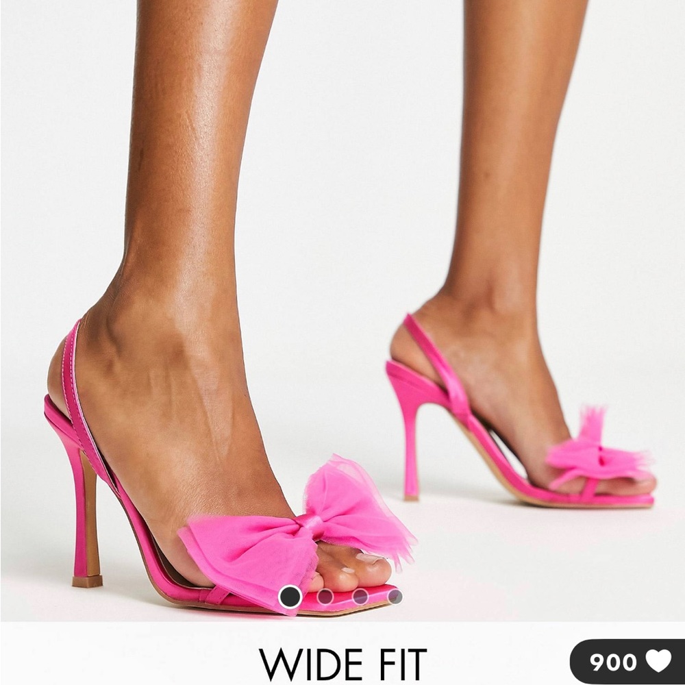 NWT ASOS London Rebel wide fit bow detail sling pink back sandals